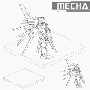 Isometric Combat robot. High quality battle robot isolated on white backgroun Stock Illustration