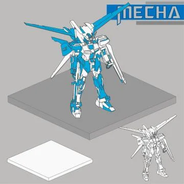 Isometric Combat robot. High quality battle robot isolated on white background v Stock Illustration