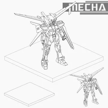 Isometric Combat robot. High quality battle robot isolated on white backgroun Stock Illustration