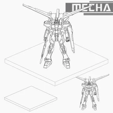 Isometric Combat robot. High quality battle robot isolated on white backgroun Stock Illustration