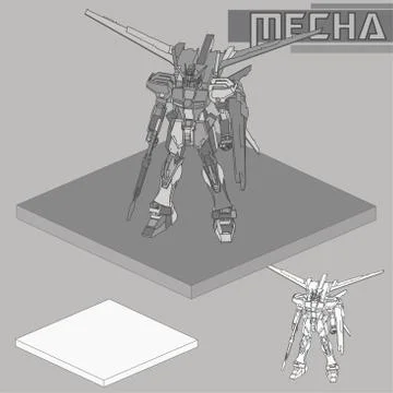 Isometric Combat robot. High quality battle robot isolated on white backgroun Stock Illustration