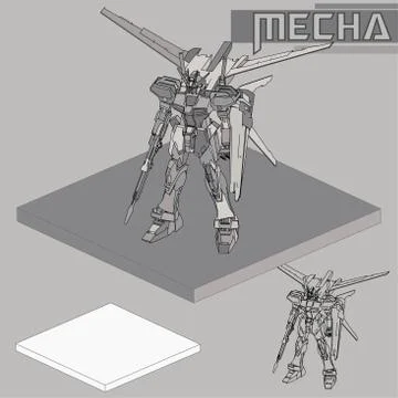 Isometric Combat robot. High quality battle robot isolated on white backgroun Stock Illustration
