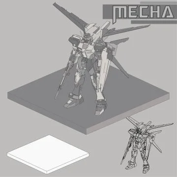 Isometric Combat robot. High quality battle robot isolated on white backgroun Stock Illustration