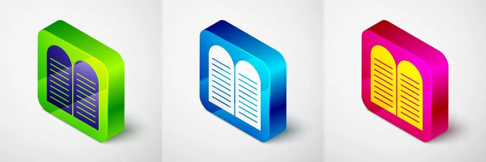 Isometric The commandments icon isolated on grey background. Gods law concept Stock Illustration