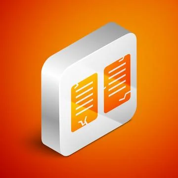 Isometric The commandments icon isolated on orange background. Gods law con.. Stock Illustration