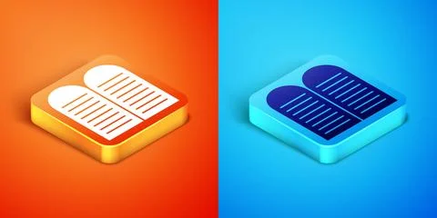 Isometric The commandments icon isolated on orange and blue background. God.. Illustrazione stock