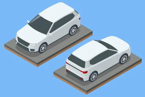 Isometric Compact crossover, SUV, 5-door station wagon car. Template vector Ilustración de archivo