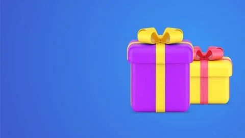 Isometric composition three wrapped festive gift boxes decorated by bow ribbo イラスト素材