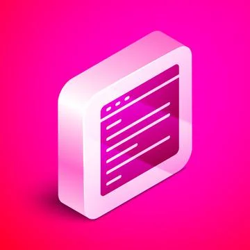 Isometric Computer api interface icon isolated on pink background. Application 스톡 일러스트