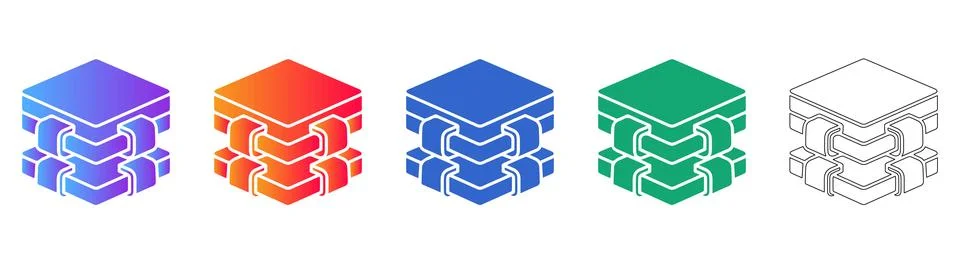 Isometric Computer Chip Processor Icons Ilustración de archivo