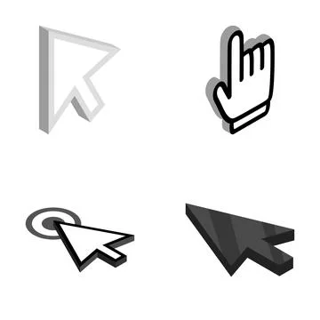 Isometric computer cursors and mouse pointers set Ilustración de archivo