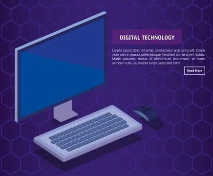 Isometric computer desktop digital technology Stock Illustration