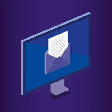 Isometric computer desktop digital technology 스톡 일러스트