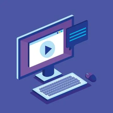 Isometric computer desktop digital technology Stock Illustration