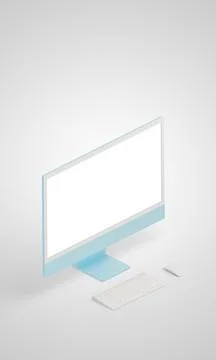 Isometric computer display with an isolated screen, designed for showcasing Stock Photos