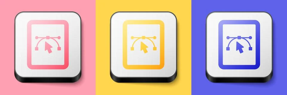 Isometric Computer display with vector design program icon isolated on isol.. Stock Illustration