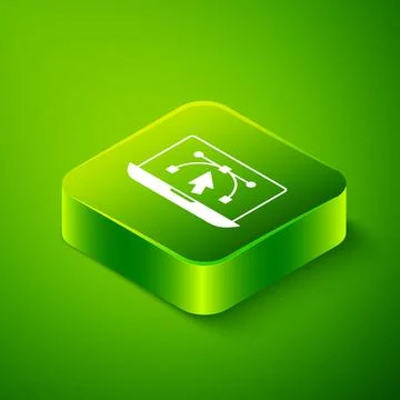 Isometric Computer display with vector design program icon isolated on isol.. Stock Illustration
