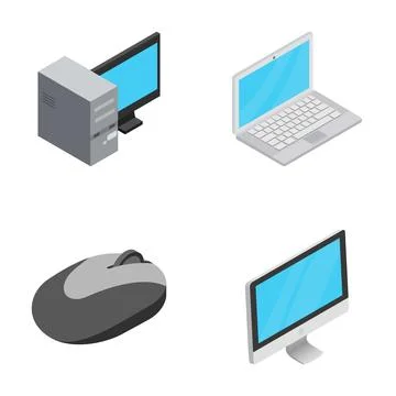 Isometric computer hardware personal device technology icons イラスト素材