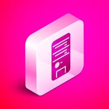 Isometric Computer icon isolated on pink background. PC component sign. Silver Stock-Illustration