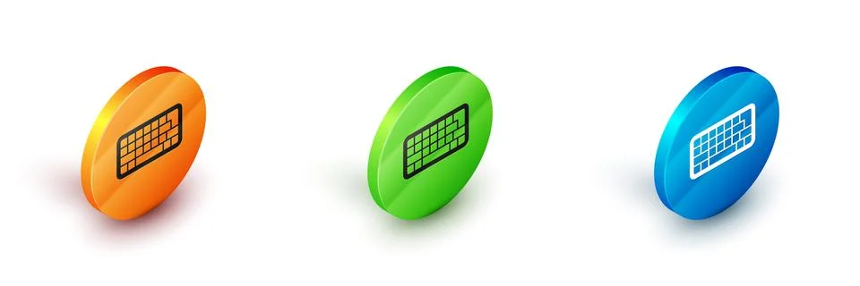 Isometric Computer keyboard icon isolated on white background. PC component sign Stock-Illustration