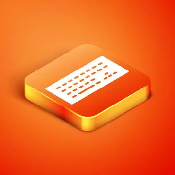 Isometric Computer keyboard icon isolated on orange background. PC component Stock-Illustration