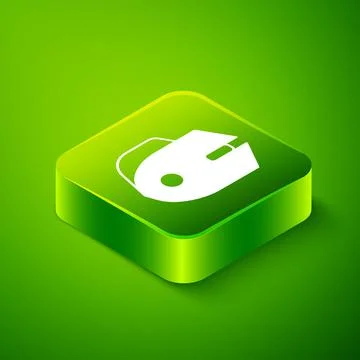 Isometric Computer mouse gaming icon isolated on green background. Optical with Stock Illustration