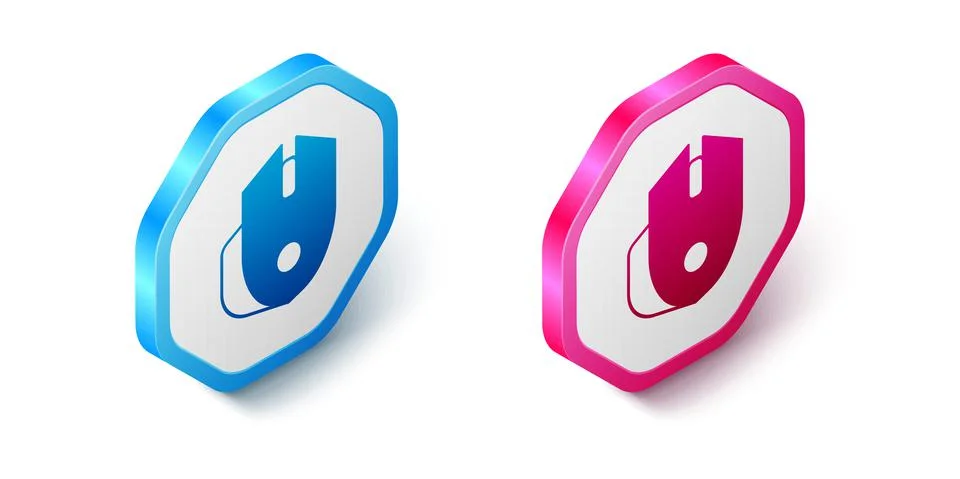 Isometric Computer mouse gaming icon isolated on white background. Optical with Stock Illustration