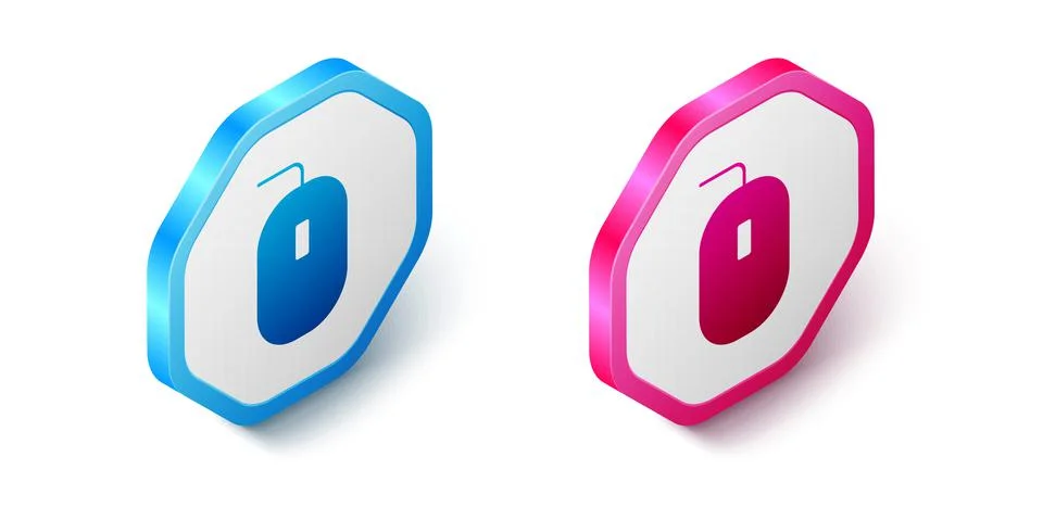 Isometric Computer mouse gaming icon isolated on white background. Optical with Stock Illustration