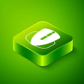 Isometric Computer mouse gaming icon isolated on green background. Optical wi Stock Illustration