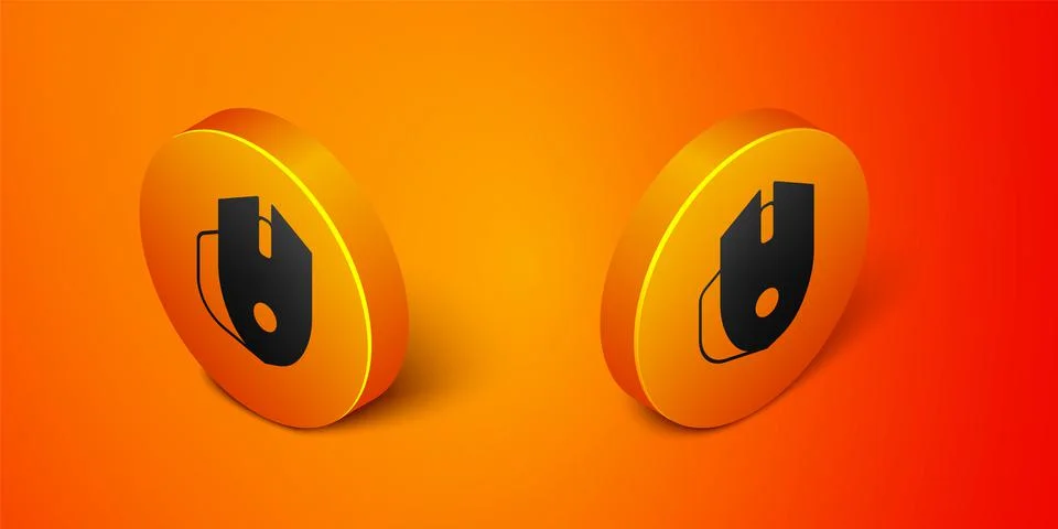 Isometric Computer mouse gaming icon isolated on orange background. Optical w Stock Illustration