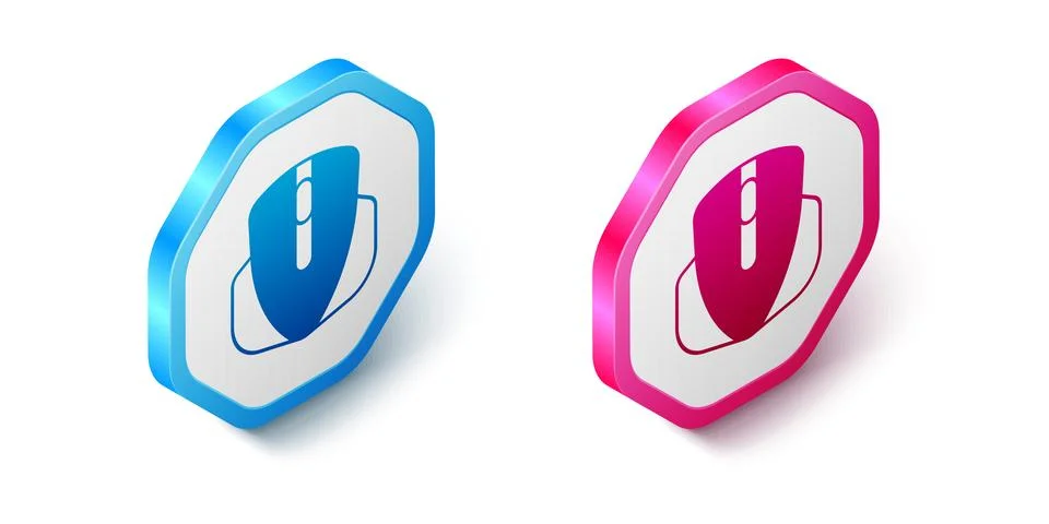 Isometric Computer mouse gaming icon isolated on white background. Optical with Stock Illustration