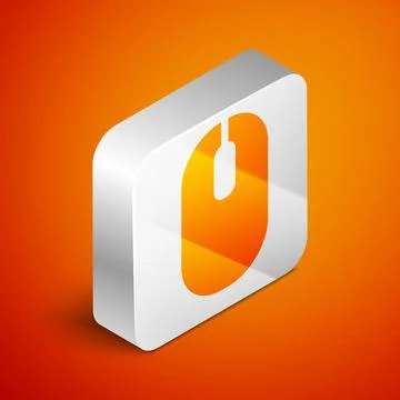 Isometric Computer mouse icon isolated on orange background. Optical with wheel Stock Illustration