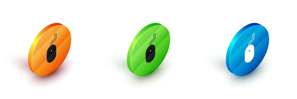 Isometric Computer mouse icon isolated on white background. Optical with wheel Stock Illustration