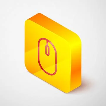 Isometric Computer mouse icon isolated on green background. Optical with wheel Stock Illustration
