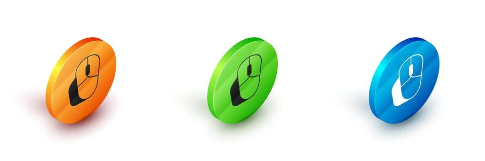 Isometric Computer mouse icon isolated on white background. Optical with wheel Stock Illustration