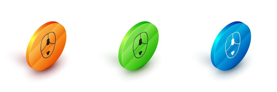 Isometric Computer mouse icon isolated on white background. Optical with wheel Stock Illustration