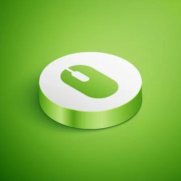 Isometric Computer mouse icon isolated on green background. Optical with wheel Stock Illustration