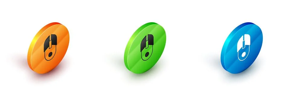 Isometric Computer mouse icon isolated on white background. Optical with wheel Stock Illustration