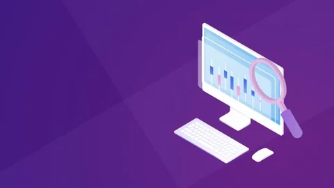 Isometric Computer Online Trading Analysis and Infography animation Stock Footage 132272433