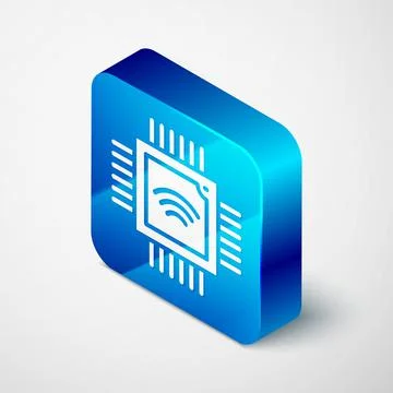 Isometric Computer processor with microcircuits CPU icon isolated on grey イラスト素材