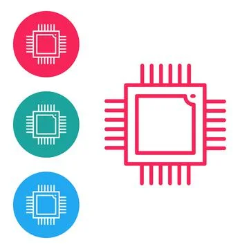 Isometric Computer processor with microcircuits CPU icon isolated on orange 스톡 일러스트