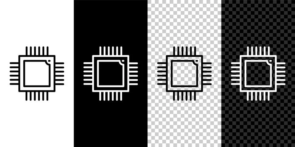 Isometric Computer processor with microcircuits CPU icon isolated on grey Stock Illustration