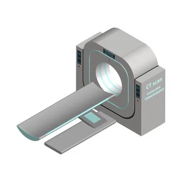 Isometric computer tomograph isolated on a white background. MRI - CT scan. Stock Illustration