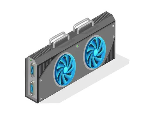 Isometric computer video card Stock Illustration