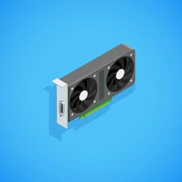 Isometric computer video card illustration. Illustrazione stock