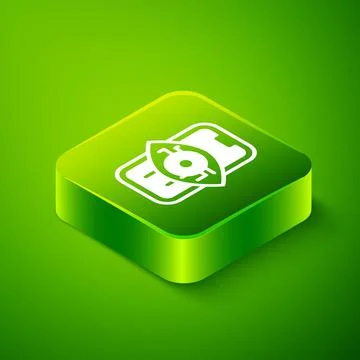 Isometric Computer vision icon isolated on green background. Technical vision Stock Illustration