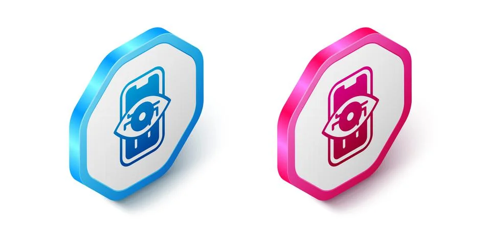 Isometric Computer vision icon isolated on white background. Technical vision Stock Illustration