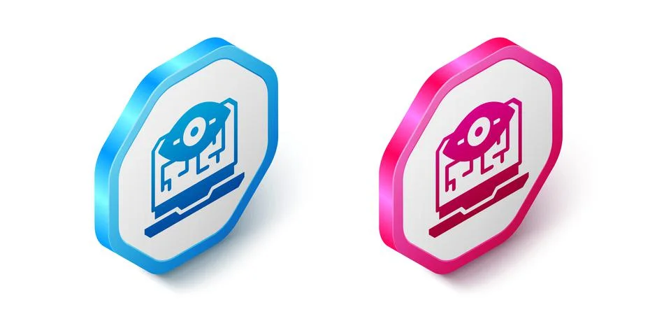 Isometric Computer vision icon isolated on white background. Technical vision Stock Illustration