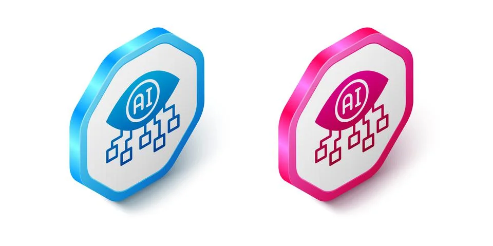 Isometric Computer vision icon isolated on white background. Technical vision Illustrazione stock