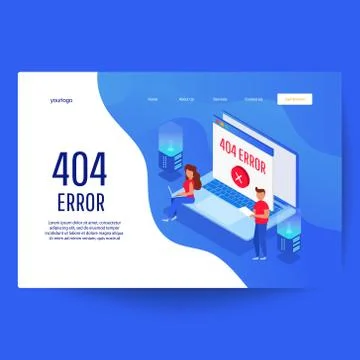 Isometric concept 404 page or file error icon not found. Stockillustratie